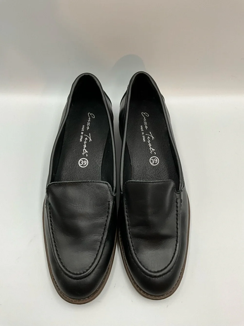 Enzo Tesati Loafers Size 8 (39) Black Leather Slip-On Loafers